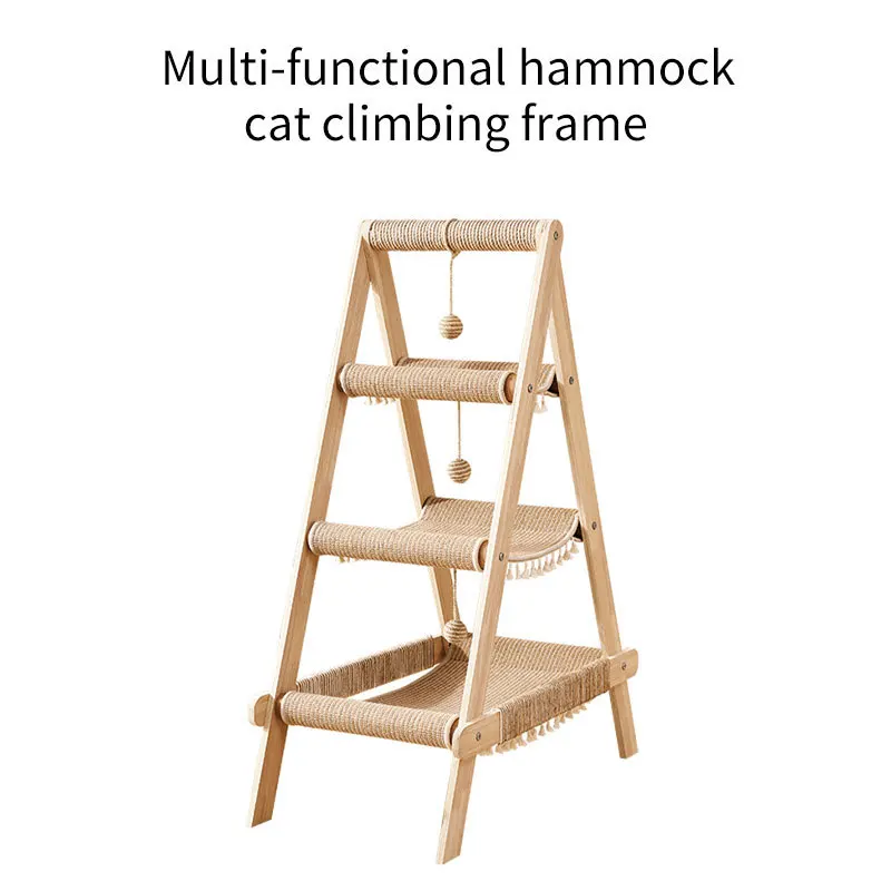Marco de escalada para Gato, cuerda para espada de madera maciza, rascadores para gatos, cama, productos para mascotas, juguetes, escaleras, muebles para el hogar, accesorios - imagen 3