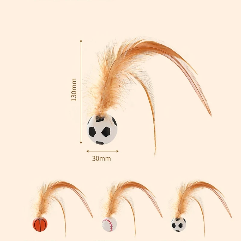 Bola elástica de plumas para gatos, rompecabezas interactivo para mascotas, para aliviar el estrés, hierba gatera, suministros para aves voladores - imagen 5