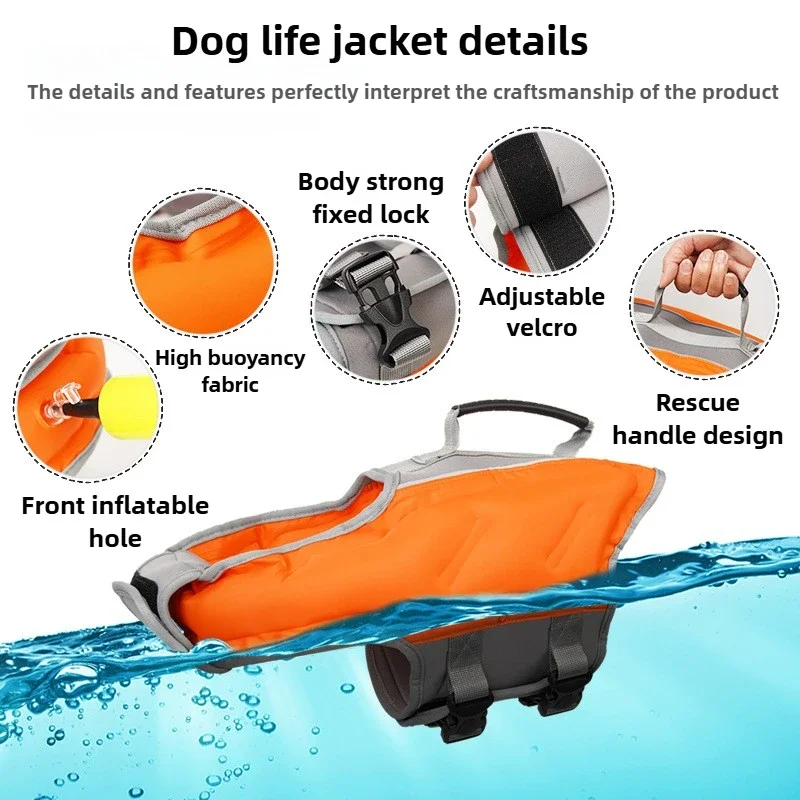 Chaleco salvavidas XL de verano para perros, flotador para natación en agua, chaleco salvavidas para perros de alta flotabilidad, chaleco de seguridad para perros, mango de rescate para natación ajustable - imagen 3