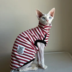 Camiseta cuello alto para gatos Sphynx y Devon Rex – Rojo y negro