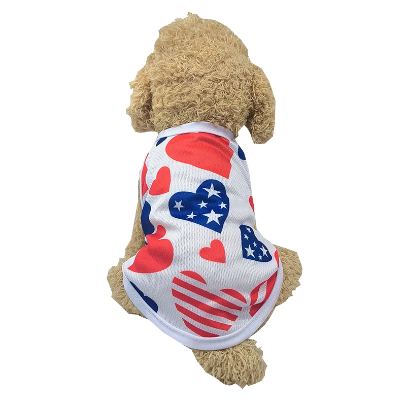 Chaleco transpirable de verano para perros y gatos, ropa para el día de la independencia, 4 de julio, camiseta para mascotas, perros pequeños y medianos, Chihuahua, Pug, abrigo fino - imagen 4