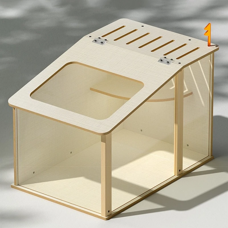 Jaula para hámster de lujo, jaulas transparentes de madera para hámster, casa oculta para hámster transpirable grande, hábitats, casas para animales pequeños y ratas - imagen 2