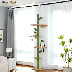 Árbol para gatos altura ajustable con hamaca, sisal y bola colgante