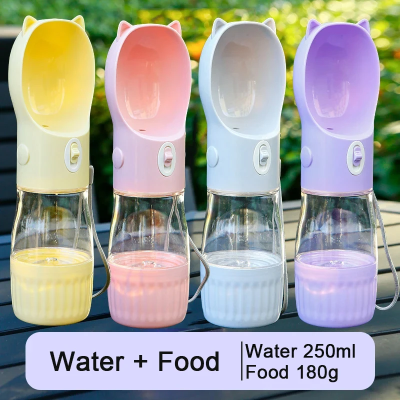 Botella de agua 2 en 1 para perros con contenedor de comida, cuenco portátil para beber para mascotas al aire libre para perros pequeños y grandes, taza alimentadora de Yorkshire para cachorros y gatos - imagen 2