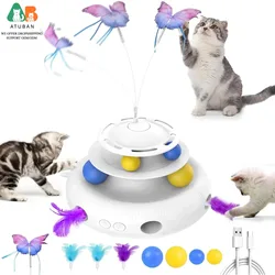 Juguete interactivo 3 en 1 para gatos de interior, Recargable