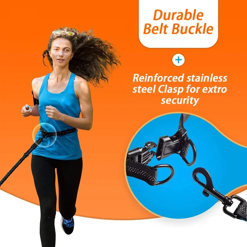 Correa reflectante larga para perro, 2 perros, fuerte, manos libres, entrenamiento, correr, asas acolchadas, cables duales, suministros para mascotas 2 en 1 - imagen 5