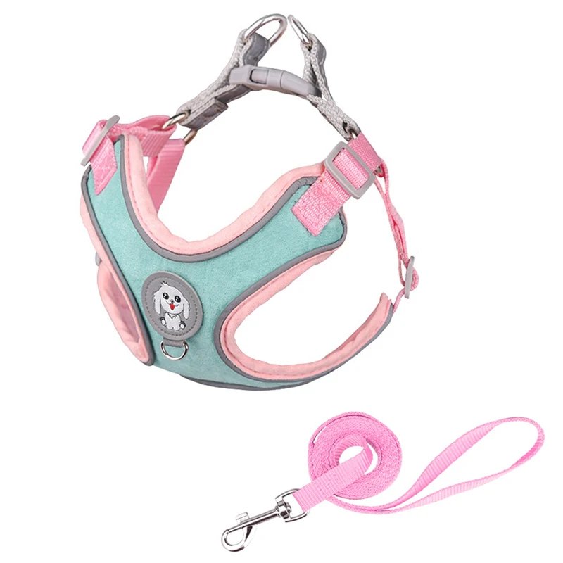 Arnés ajustable para perros, chaleco sin tirones, bonito arnés para cachorros, conjunto de correa, suministros para mascotas Chihuahua para perros pequeños y medianos, para caminar y correr - imagen 3