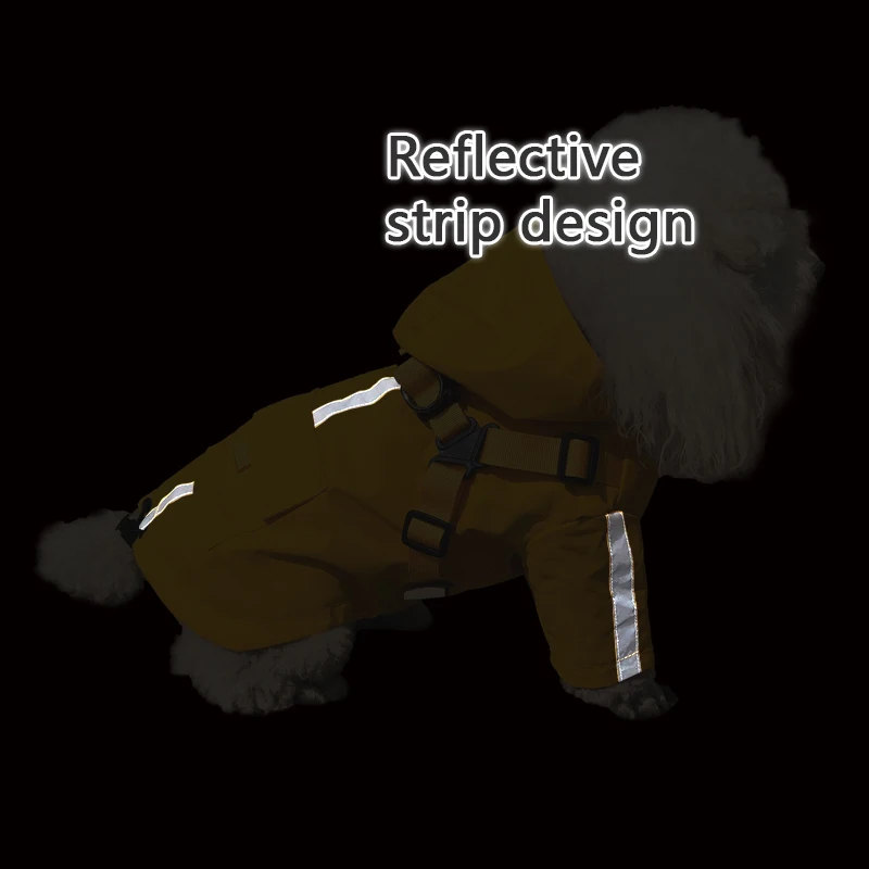 Chubasquero reflectante para cachorros y perros con arnés, ropa impermeable para mascotas, traje de Yorkshire, ropa para masoctas impermeables para la lluvia - imagen 3