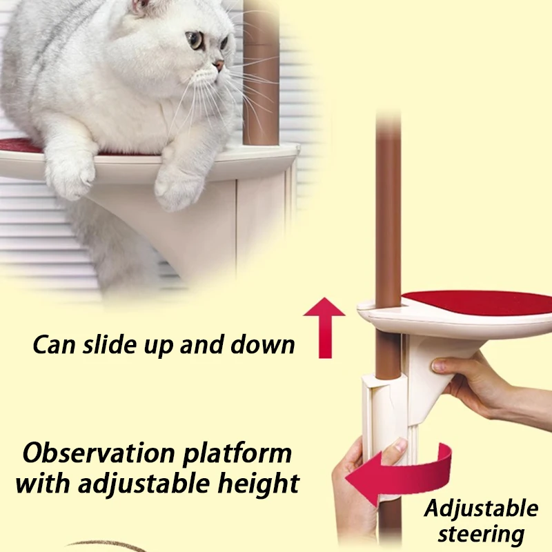 Árbol grande para gatos, suelo a techo, poste de árbol alto Simple para gatos con hamacas, plataforma para saltar, juguetes, suministros para mascotas de varios niveles - imagen 3