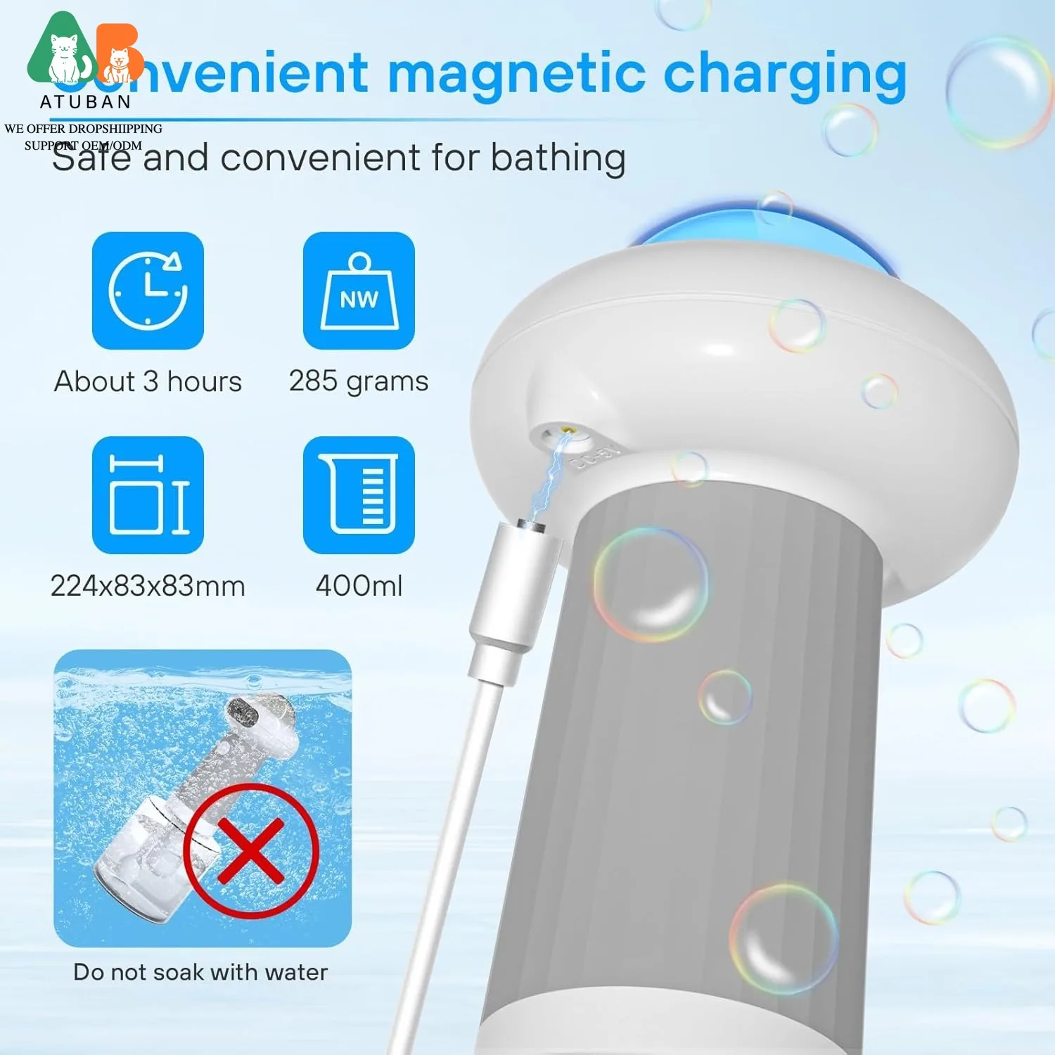 Rociador eléctrico de champú con espuma para perros y gatos – Bañera - imagen 3