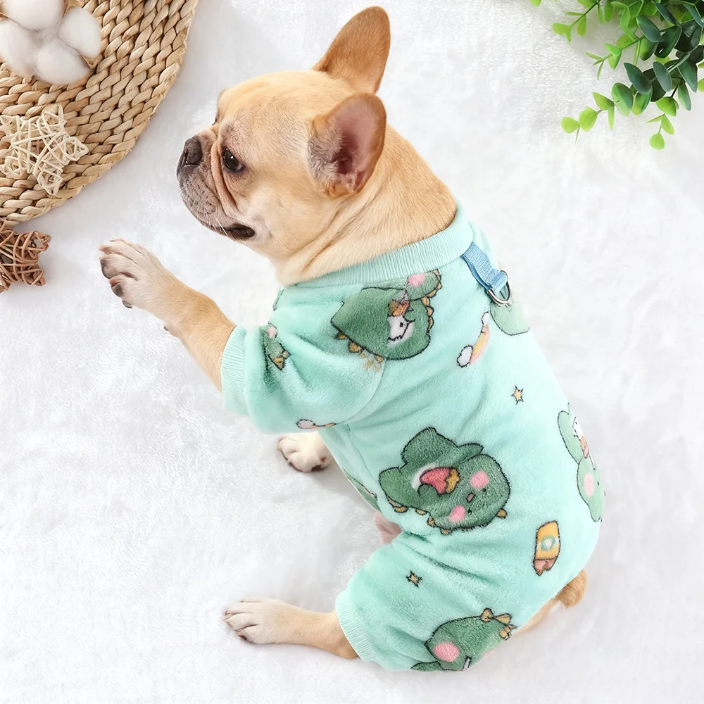 Pijamas para perros, suéteres de lana para cachorros pequeños y medianos, mono de dinosaurio suave y cálido para invierno, disfraz de Navidad