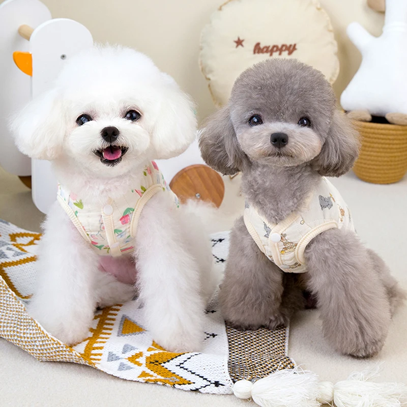 Ropa suave de algodón para perros, chaleco cálido para perros, abrigo con estampado bonito para perros pequeños y medianos, disfraz de Chihuahua Yorkie, suministros para mascotas - imagen 3