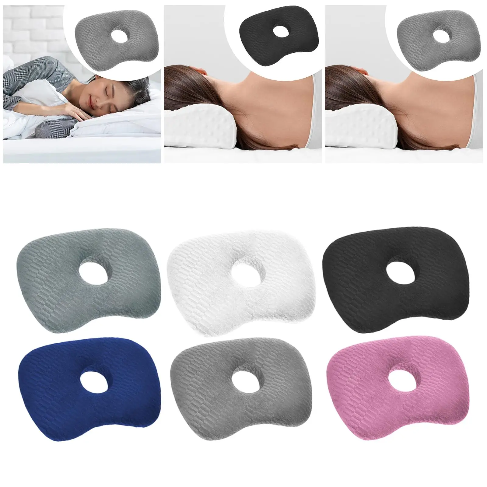 Almohada lavable para Piercing en la oreja, Protector de almohada para dormir de felpa con orificio para la oreja para mujeres, hombres, hogar y dormitorio - imagen 4