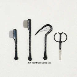 Kit limpieza facial para gatos y perros – Accesorios de grooming con peines y tijeras