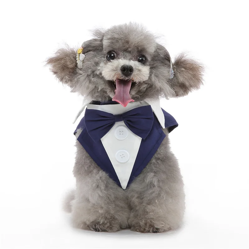 Luxuoso traje de animal de estimação masculino para cães pequenos de alta qualidade filhote de cachorro tailcoat terno vestido chihuahua maltês mascotas roupas de casamento - imagen 4