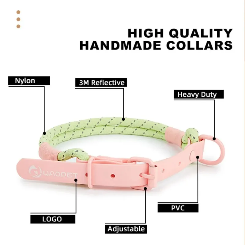 Collar para mascotas, correas de nailon a la moda, Collar de plomo para perros, correas hechas a mano de estilo caramelo, anillo de cuello de PVC, suministros para perros impermeables y geniales - imagen 2