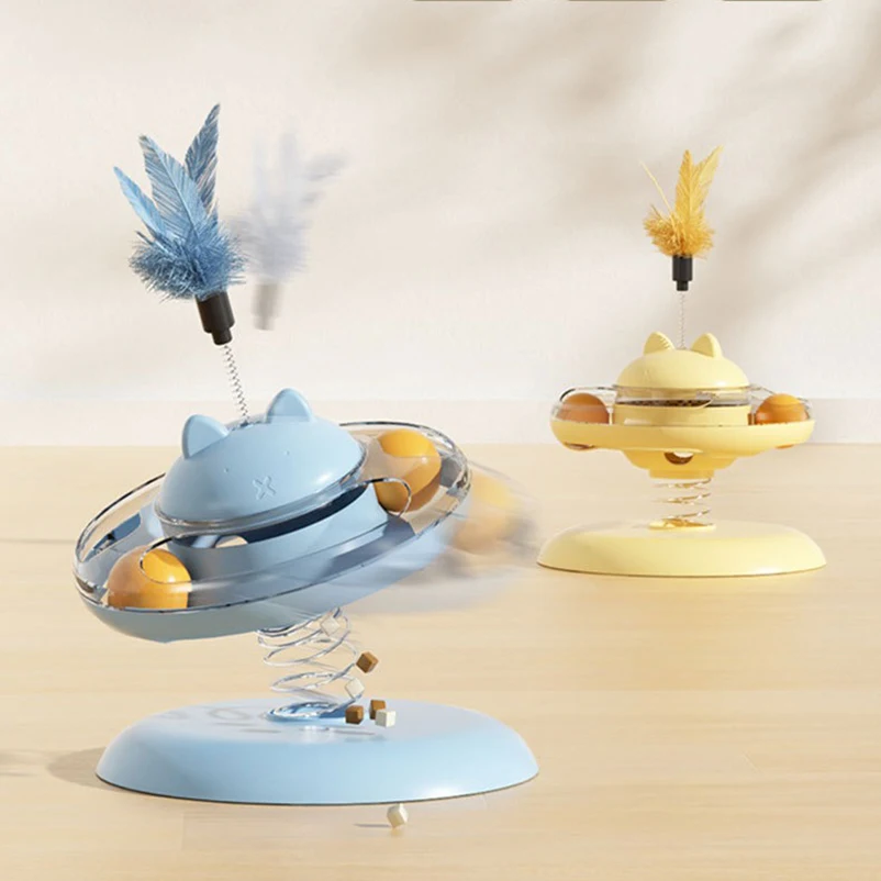 Nuevos juguetes para gatos, disco de juego para gatos, plato giratorio para fugas de comida, pista para gatos, palo para gatos, suministros para mascotas y gatos de autopedición