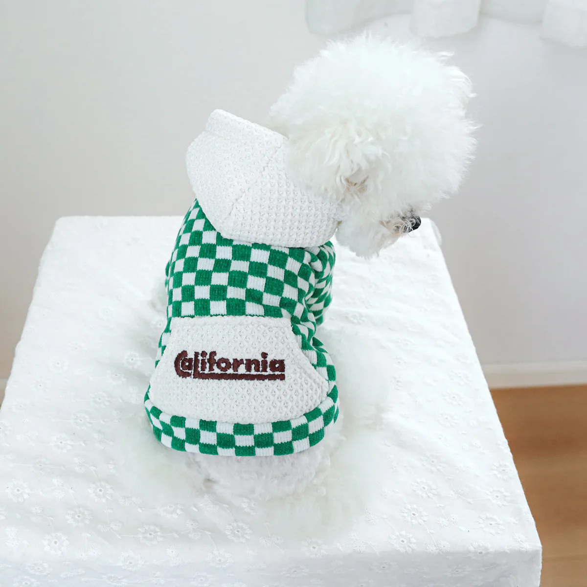 Sudadera con capucha a cuadros para perros, abrigo grueso para mascotas, ropa para gatos, Otoño e Invierno