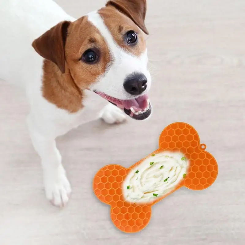 Estera para lamer para perros, estera para lamer perros en forma de hueso, alimentador lento, tazones para perros, 2 uds., almohadillas para lamer mantequilla de maní para perros, reductor de aburrimiento - imagen 5