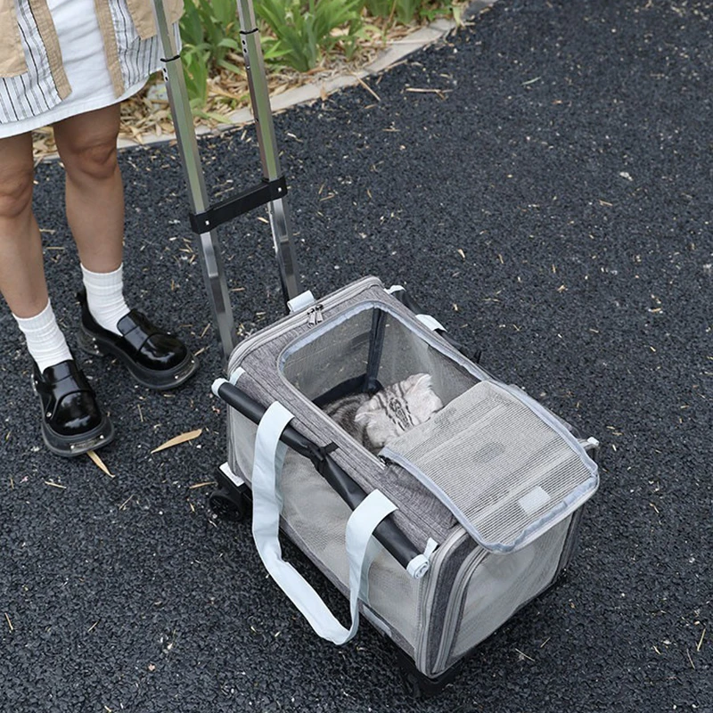 Outdoor Pets Strollers on Wheels Small Dog Cat Luxury Strollers Travel Cheap Cute Foldable Pets Trolley Carrier Breathable - imagen 5