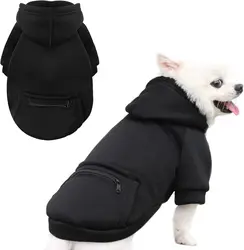 Sudaderas con capucha para perros, temporada de otoño e invierno, ropa para perros grandes, bolsillo con cremallera sólida, chaqueta Labrador de Bulldog Francés, ropa para cachorros