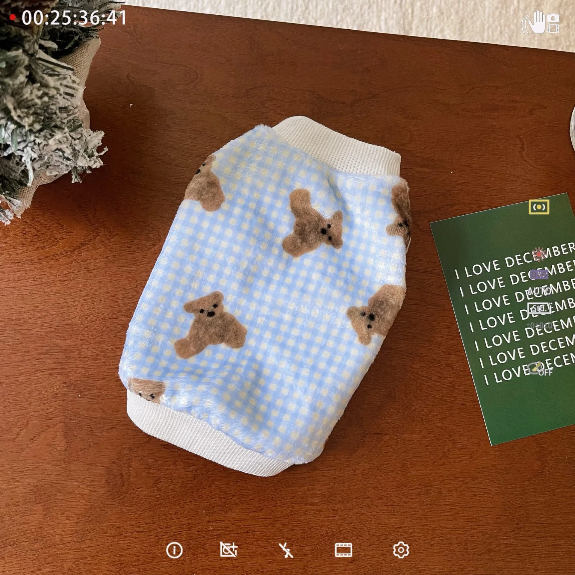 Sudadera con capucha a cuadros de lana para mascotas, jersey para perros, ropa para el hogar, oso de peluche, ropa para perros pequeños, ropa para cachorros pequeños, otoño e invierno - imagen 3