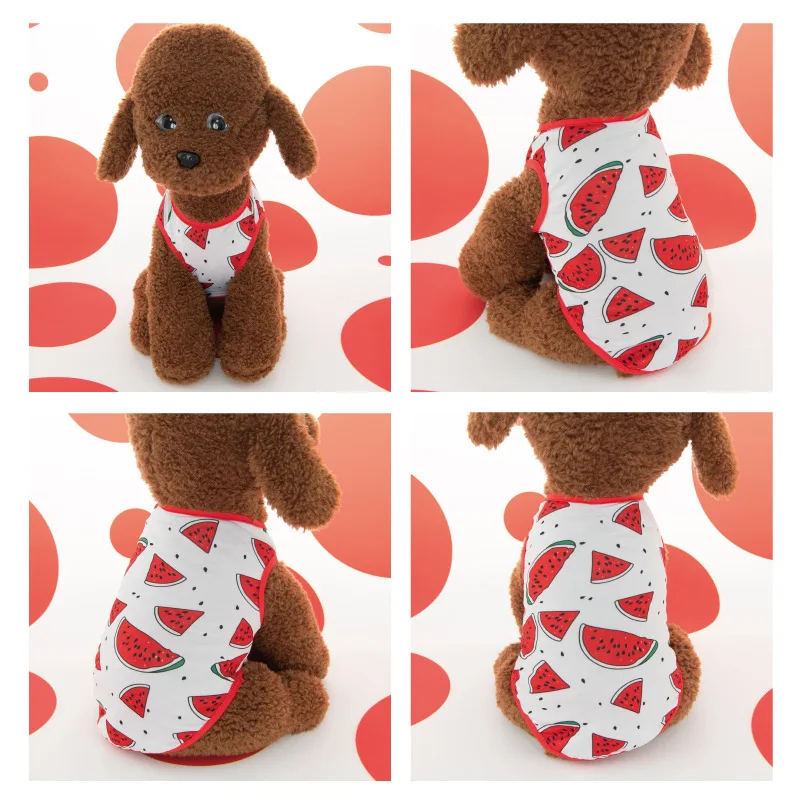 Chaleco de malla transpirable para perros pequeños, ropa elástica con estampado de dibujos animados, Color caramelo, para primavera y verano, venta al por mayor - imagen 2