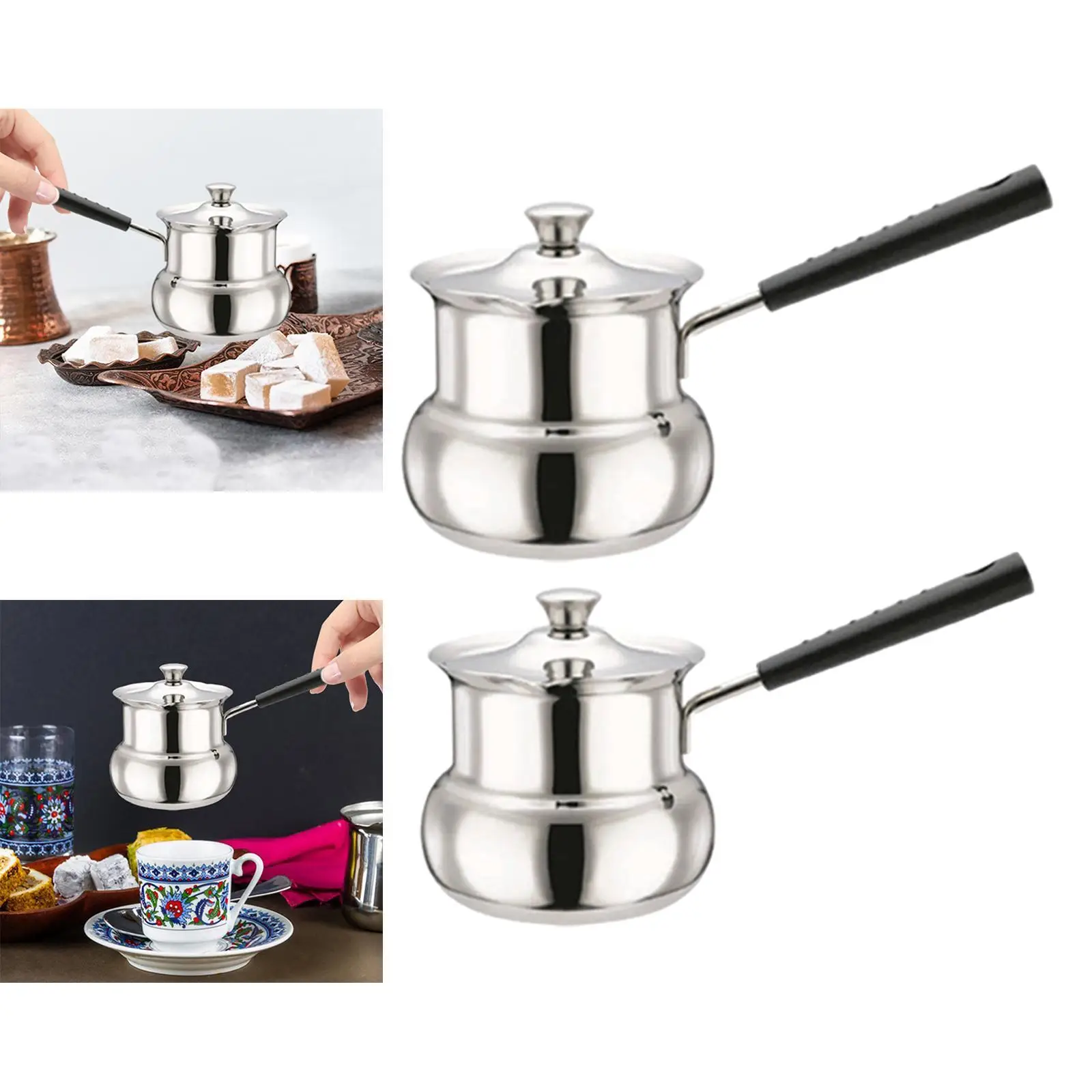 Turkish Coffee Pot Universal for Induction Cookers Chocolate Melting Pan Pour over Coffee Kettle for Travel Restaurant Camping
