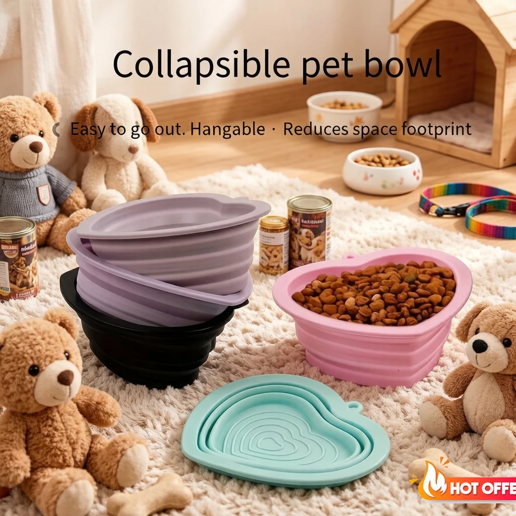 Tazón plegable silicona para perros y gatos – Portátil comida agua - imagen 2