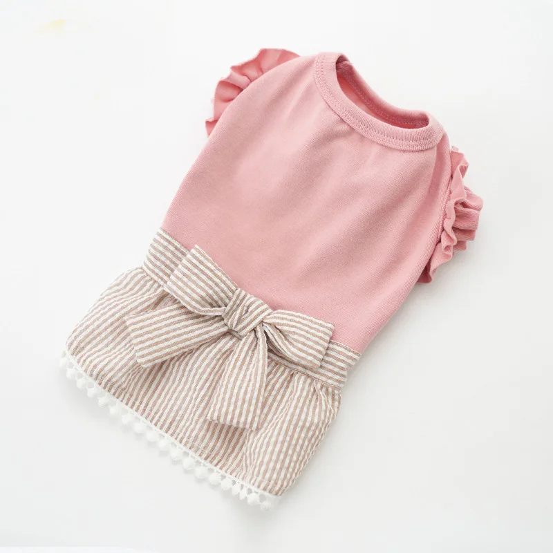 Falda de princesa para cachorros INS kawaii, ropa para perros pequeños, vestido de verano para perros, vestidos de manga voladora con lazo, disfraz para perros y niñas - imagen 5