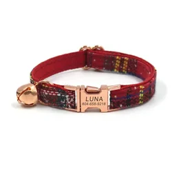 Collar terciopelo para gato con campana – Nombre grabado