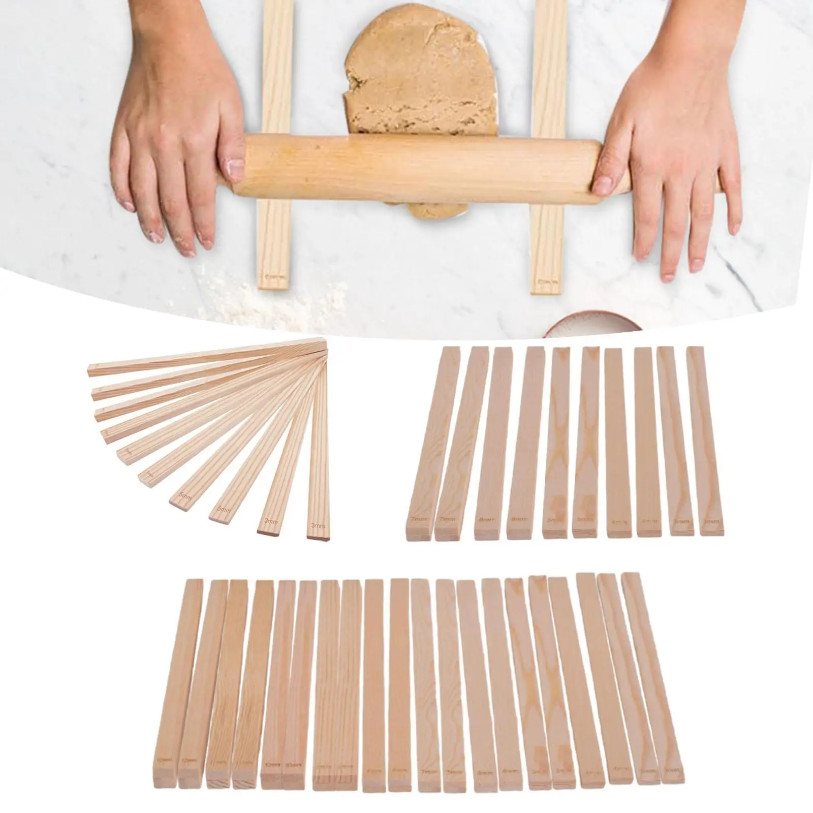 Wooden Rolling Pin Guides Portable for Dough Thickness Dough Rolling Strips Pizza Pastry Measuring Dough Strips Mud Sticks Guide