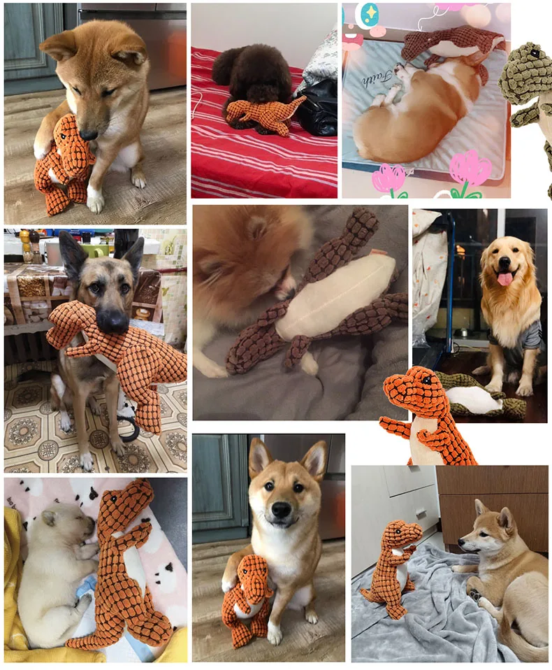HOOPET-Juguetes para masticar para perros pequeños, medianos y grandes, dinosaurio de peluche, relleno chirriante, suministros para mascotas - imagen 4