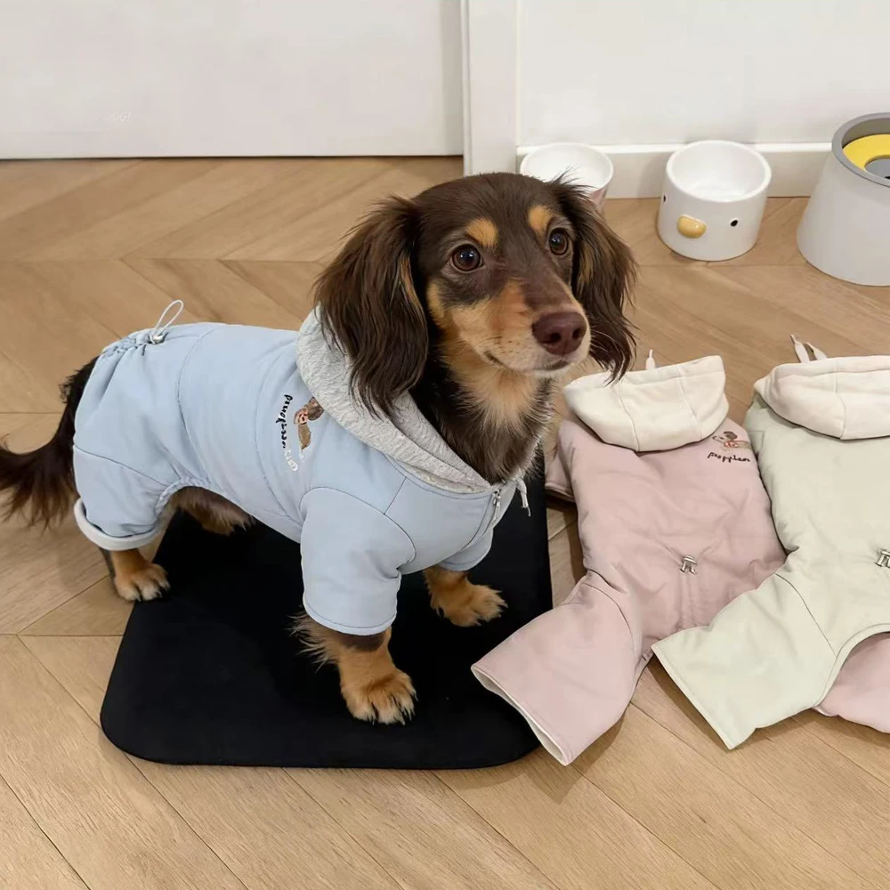Sudadera forro polar cuatro patas con capucha perros Dachshund invierno