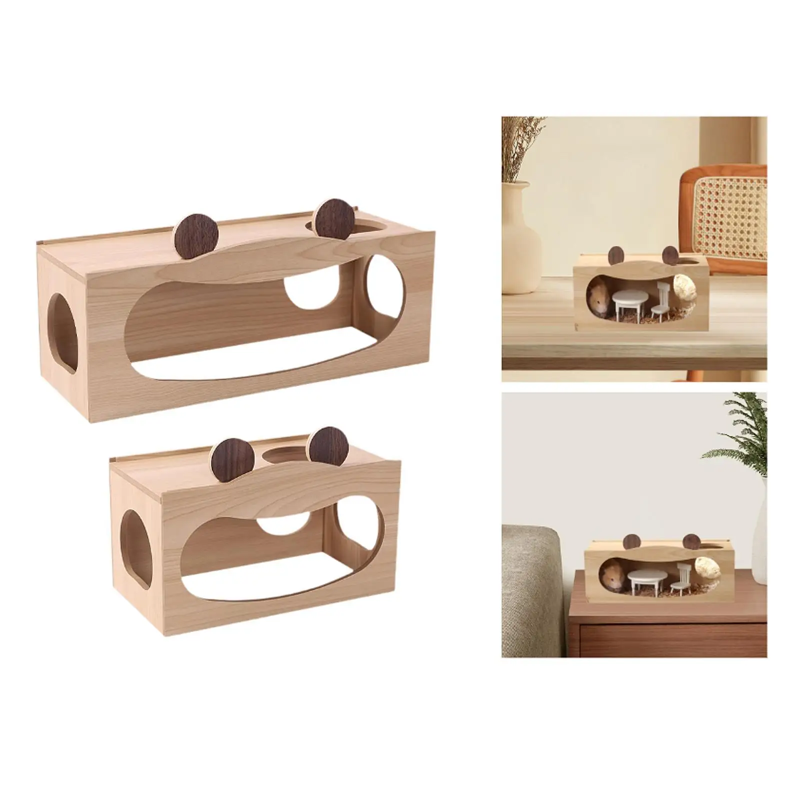 Hamster Wood House Hamster Hideout Hideaway Exploration Toy Cage Accessories for Chinchilla Gerbils Hamsters Small Pet