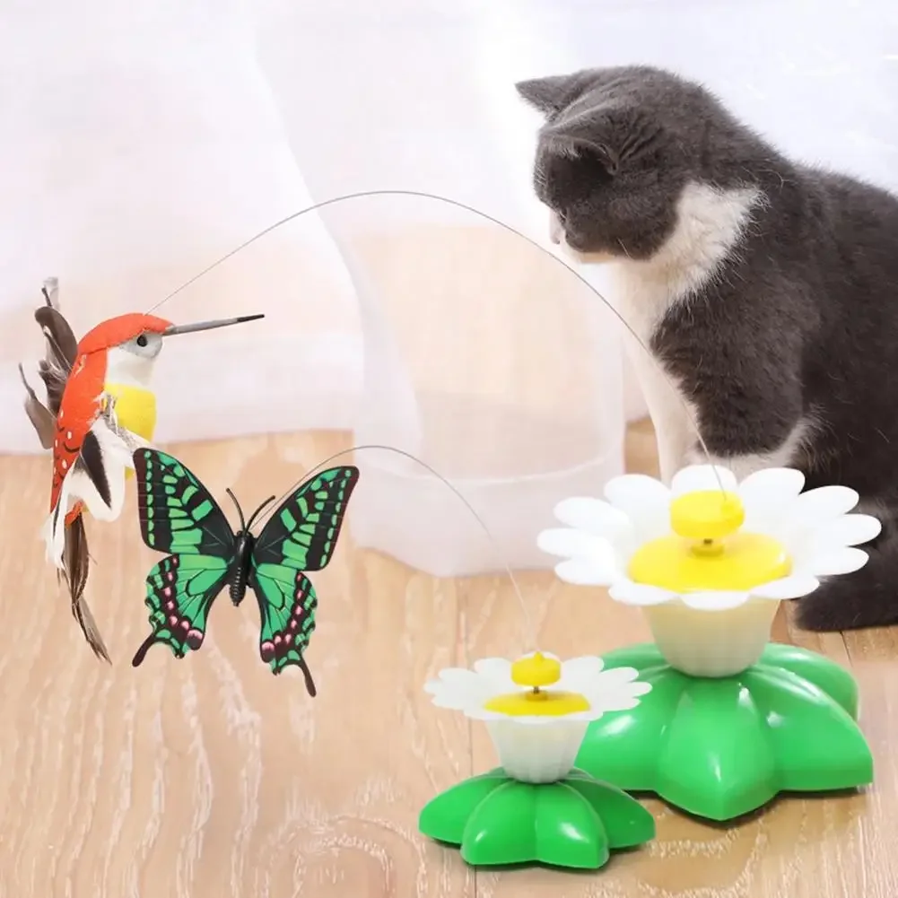 Juguete eléctrico de mariposa para gato, juguete giratorio volador automático, colibrí, entrenamiento de inteligencia, divertidos juguetes para mascotas, Color aleatorio - imagen 3