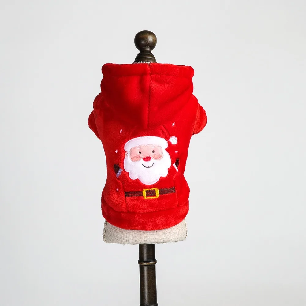 Sudadera con capucha de otoño/invierno para mascotas, abrigo de Papá Noel para perros pequeños/gatos, abrigo cálido de Navidad, ropa roja de Año Nuevo, ropa para cachorros - imagen 5