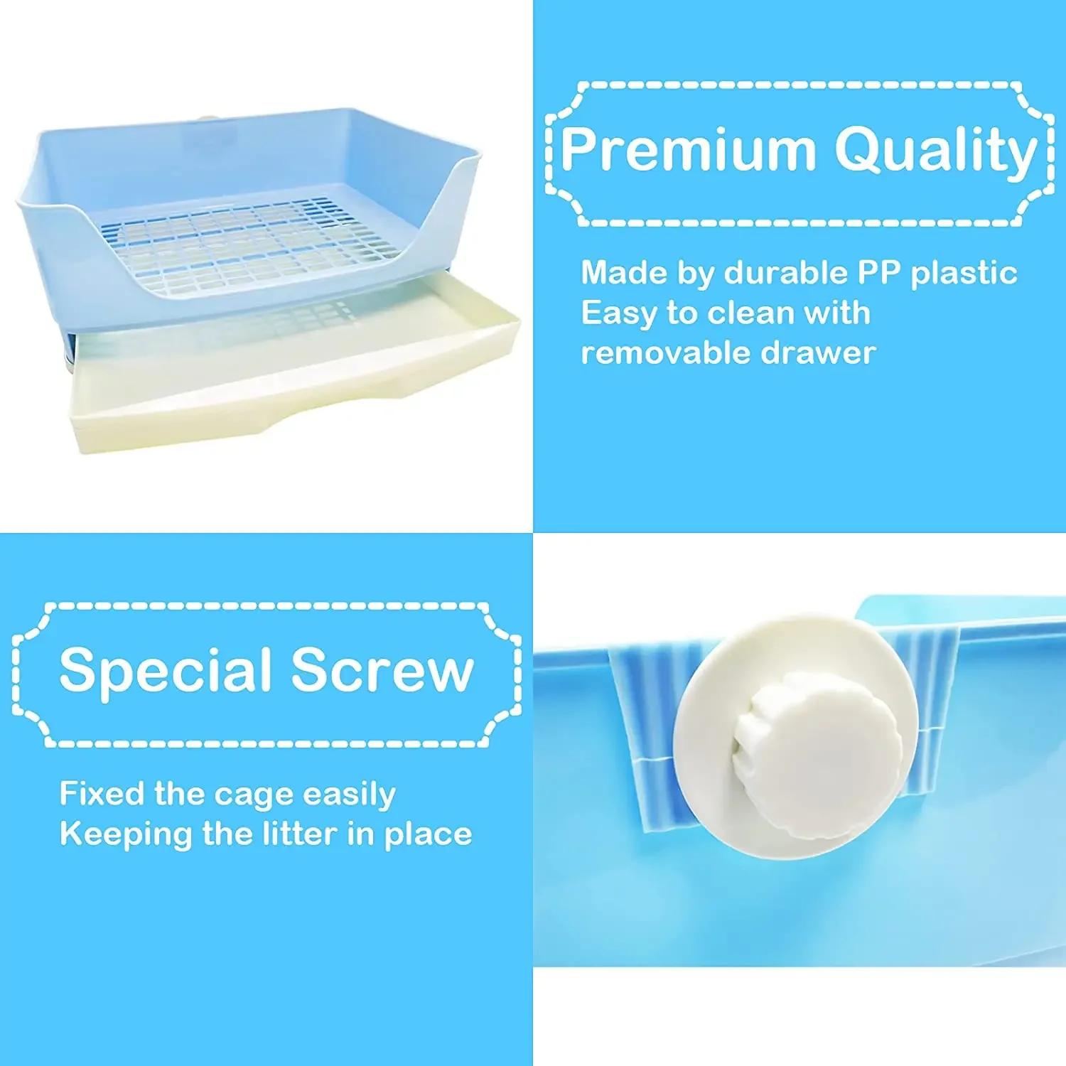 Juego de caja de arena grande para conejos, colcha de inodoro de esquina redonda con cajón, fácil de limpiar para hámster/porco de indias/fértret/conejito adulto - imagen 5