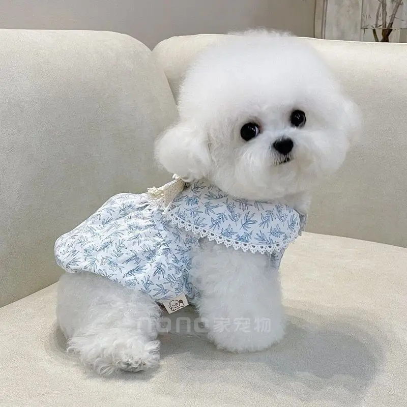 Vestidos de flores para perros, ropa para mascotas, ropa con estampado dulce, súper falda para perros pequeños, cachorros, Chihuahua fino lindo, Verano - imagen 3