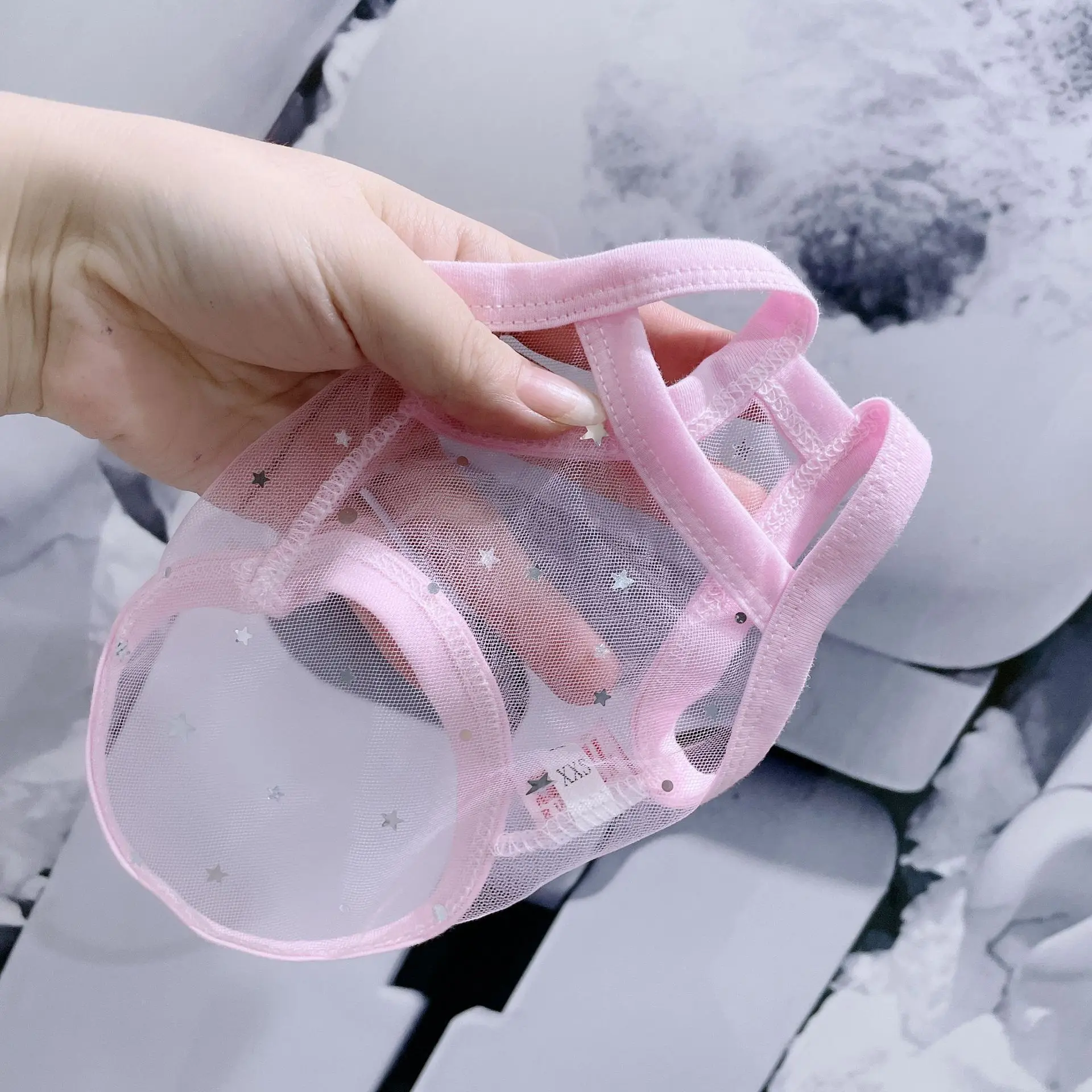 Camiseta sin mangas de malla transparente para mascotas, vestido con tirantes y lazo, camiseta sin mangas de peluche, ropa para perros pequeños, ropa para cachorros - imagen 4