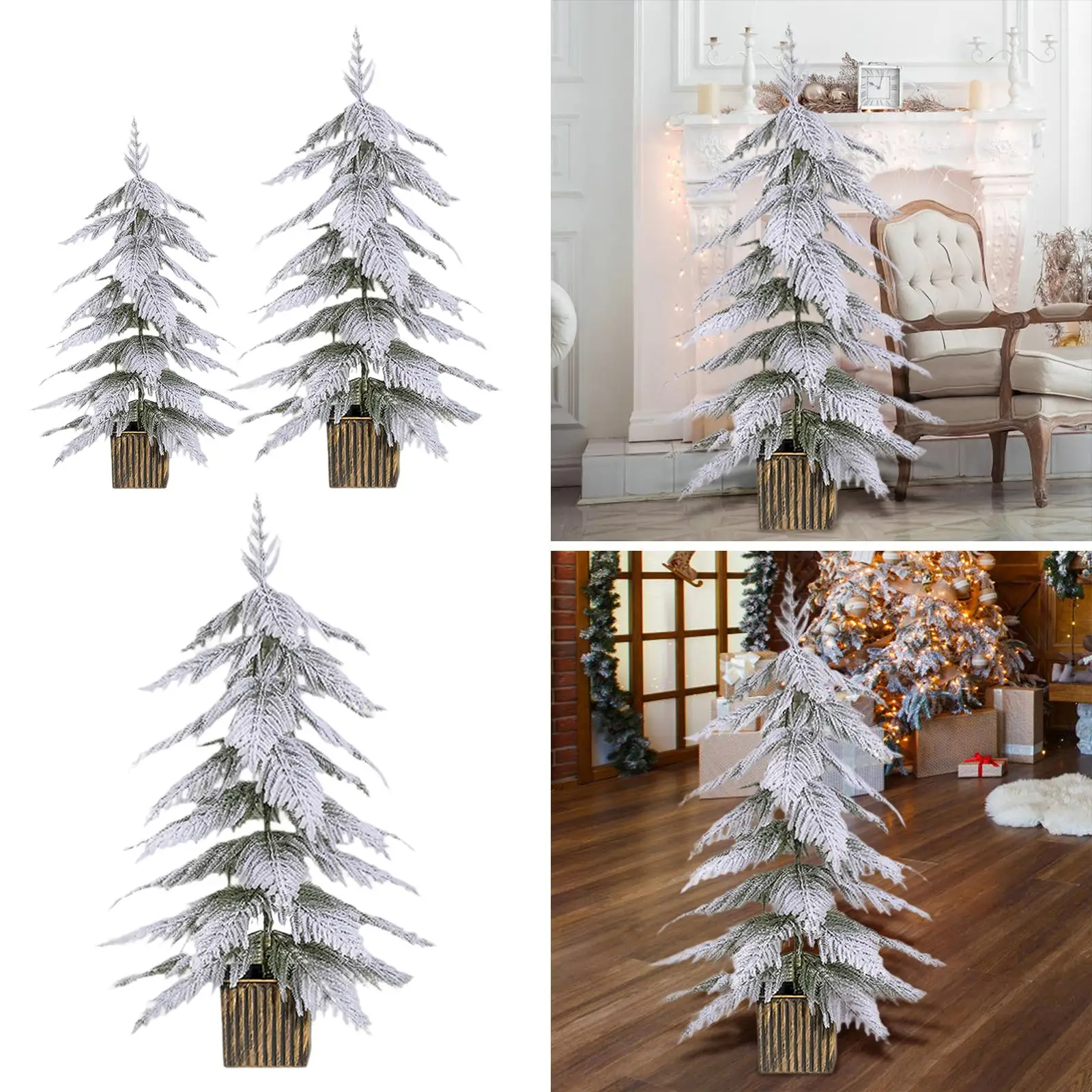 Snow Flocked Artificial Christmas Tree,Xmas Tree,Mini Desk Christmas Tree for Holiday, Cabinet,Valentines Day,Party,Fireplace