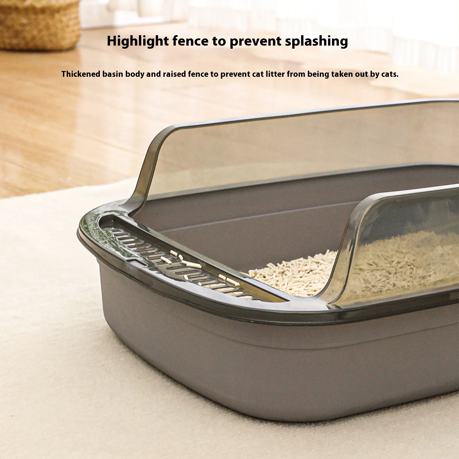 Caja de arena para gatito, caja de arena para gatos, bandeja semicerrada a prueba de salpicaduras para gatos, suministros de lavabo para limpieza de inodoro para gatos, bandeja para gatitos, colcha - imagen 2