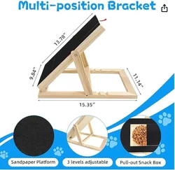 Rascador de madera para perros con altura ajustable y premios