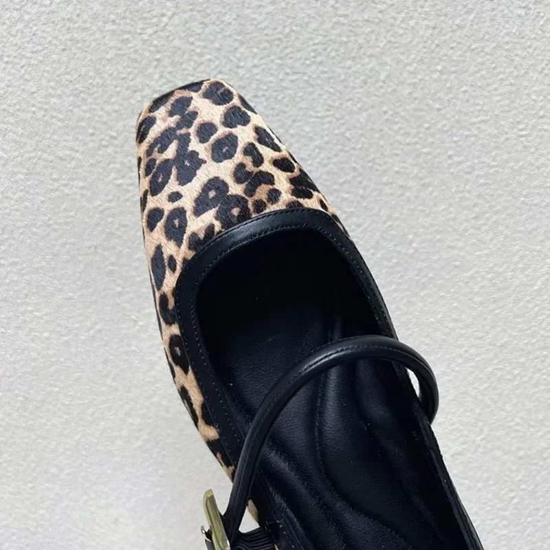 2024 zapatos planos para mujer, zapatos informales con punta redonda y estampado de leopardo, zapatos Mary Jane suaves transpirables sin cordones para exteriores, novedad de 2024 - imagen 4