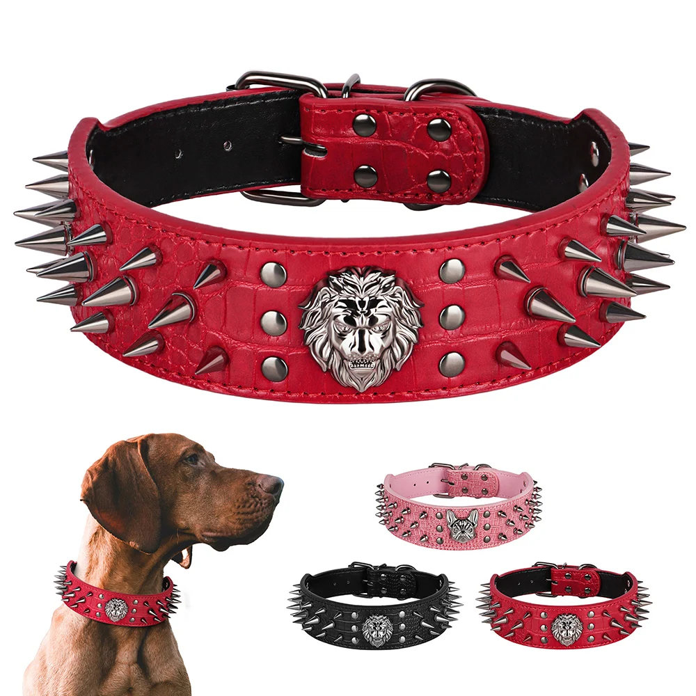 Collar con tachuelas para perro, accesorio para Pitbull, collares grandes para perro pastor alemán, suministros para mascotas para fiesta de espectáculo