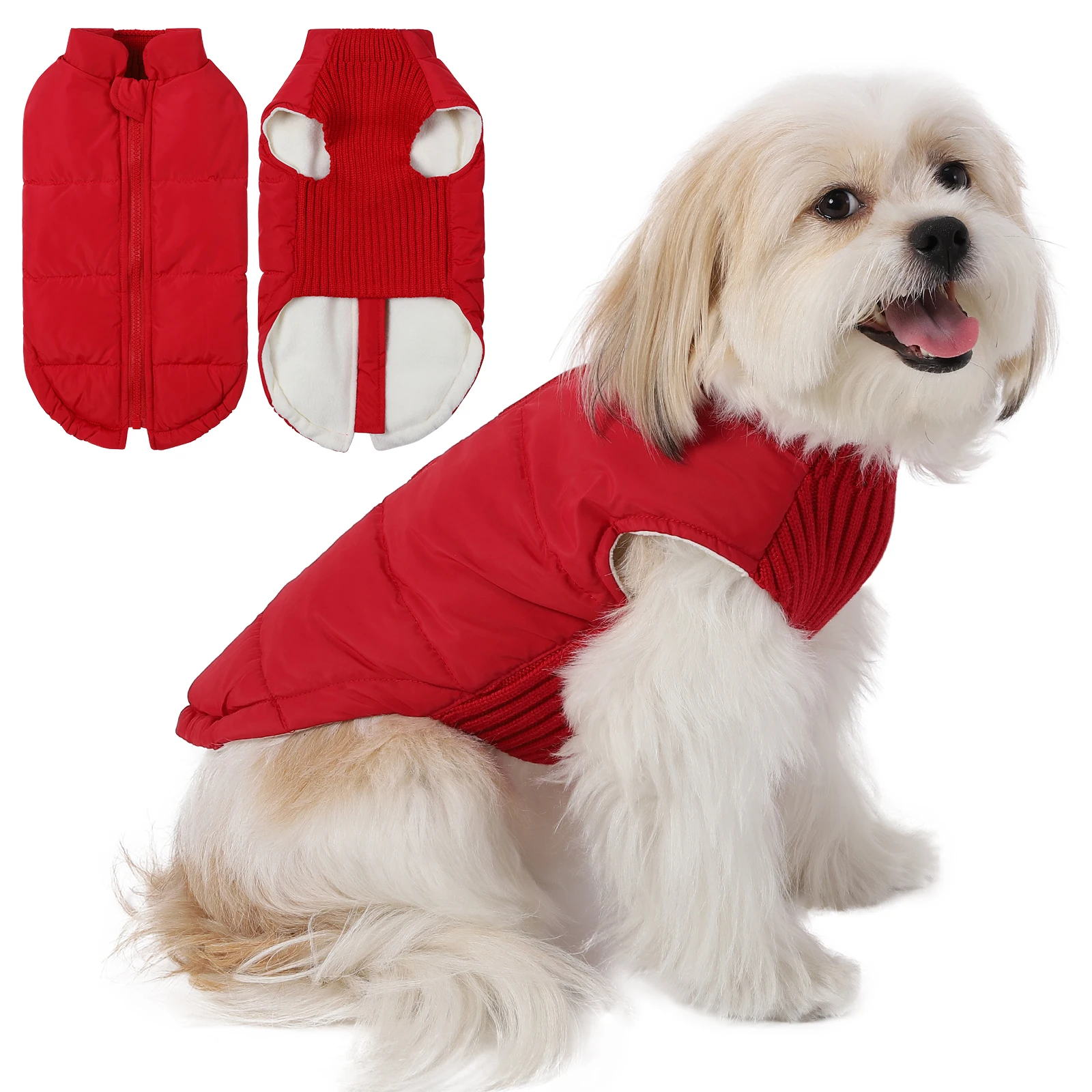 Ropa a prueba de viento para perros pequeños, abrigo cálido de invierno para mascotas, chaqueta acolchada, traje para cachorros, chaleco, Yorkie, Chihuahua - imagen 2