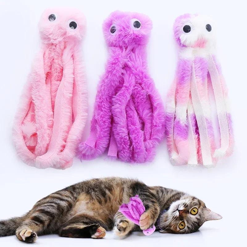 Juguete para gatos, bonito juguete de peluche de pulpo, dientes resistentes a mordeduras, juego interactivo para mascotas, suministros divertidos, juguetes divertidos - imagen 2