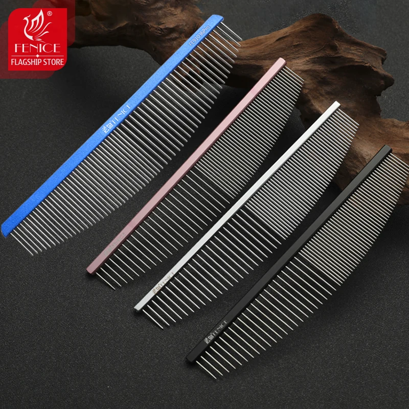 Fenice Pet Grooming Single Moon Style Comb Stylist Aviation Aluminum Ultra-light High-end Comb Styling Dog - imagen 3