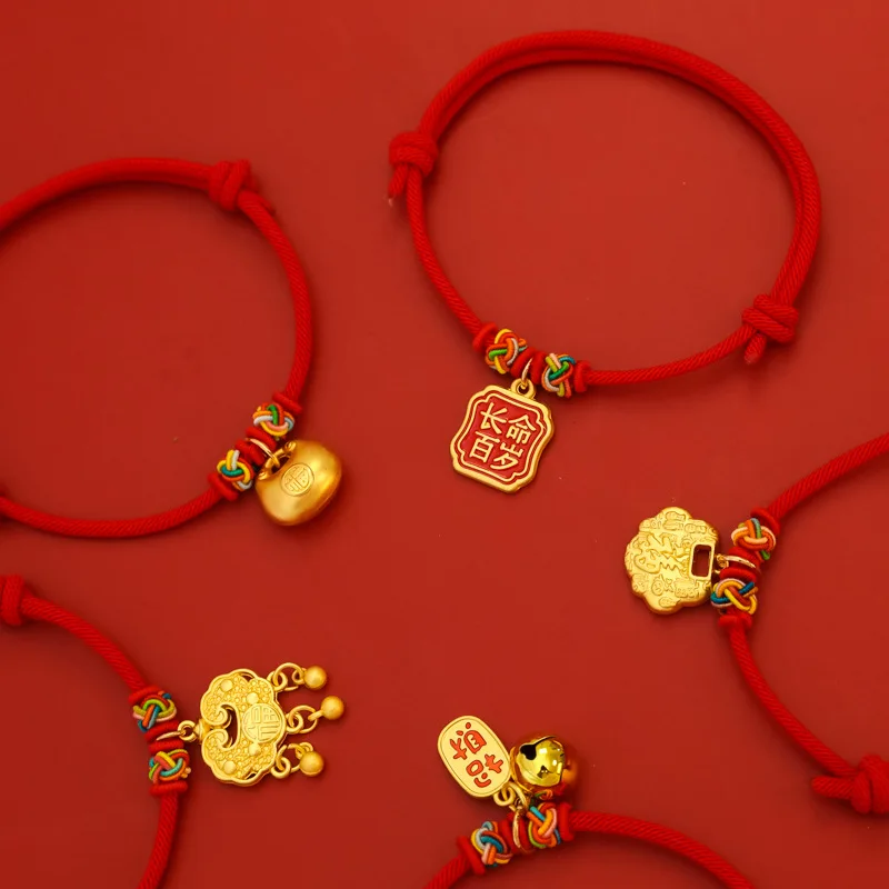 Collar de la suerte Año Nuevo Chino para gatos y perros – rojo y dorado - imagen 3