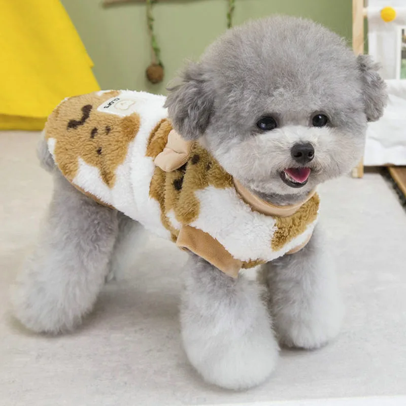 Ropa de invierno para perros, sudaderas con capucha cálidas de lana, ropa para cachorros, sudadera, suéter para perros pequeños, ropa de Pug, Jersey, disfraces - imagen 4